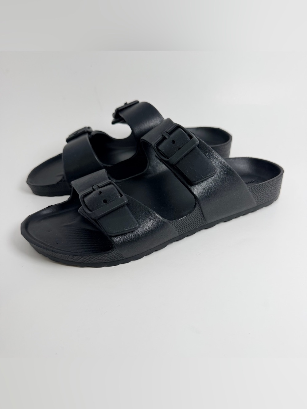 Goodfellow & Co Black Dual-Buckle Slide Sandals